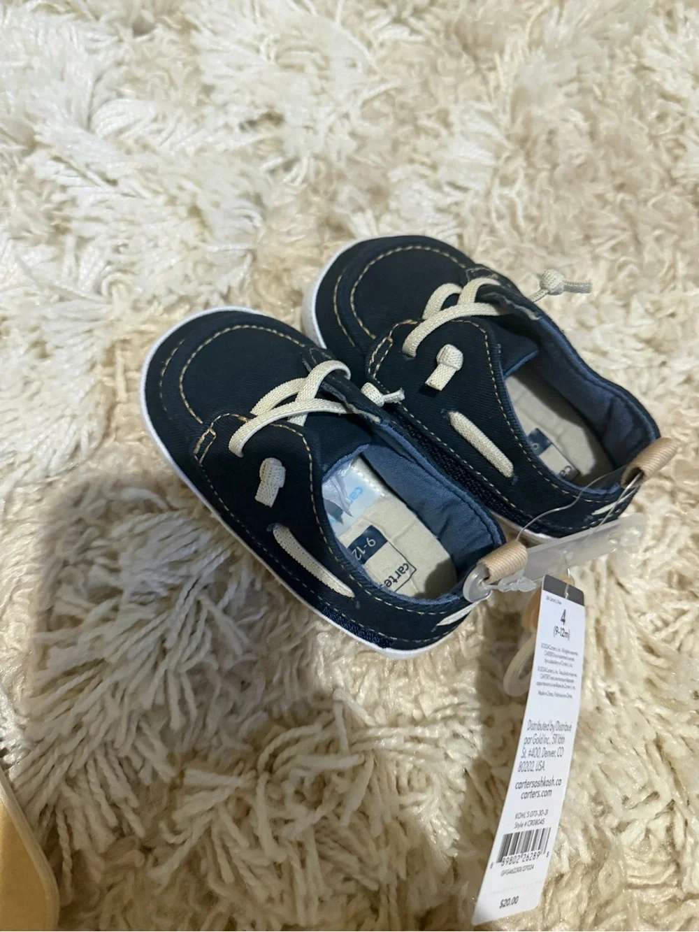 Carter's Navy and Cream Canvas Slip-On Boat Shoes for Baby
